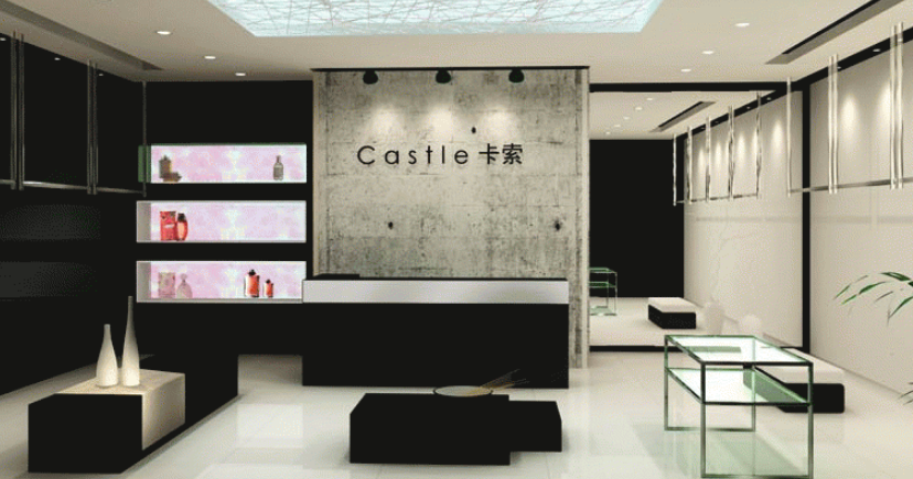 美容院吧臺展柜形象墻美發(fā)店展柜圖片