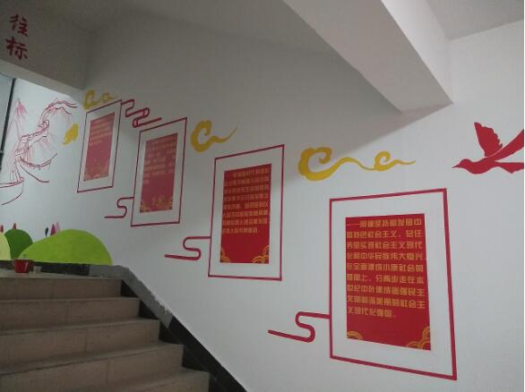 文明社區(qū)樓道黨建文化墻彩繪制作效果圖