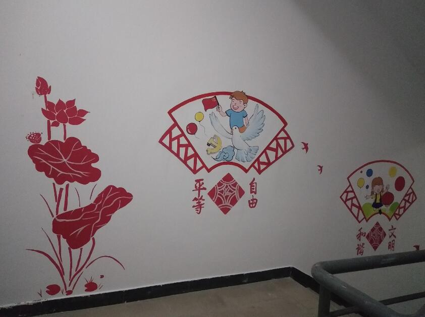 濱江社區(qū)樓道黨建文化墻彩繪制作效果圖