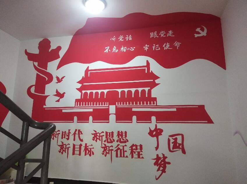西街社區(qū)樓道黨建文化墻彩繪制作效果圖