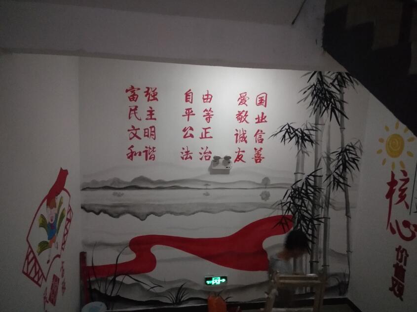 白云樓社區(qū)樓道黨建文化墻彩繪制作效果圖