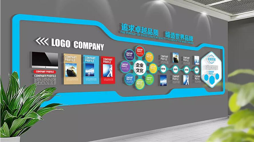 簡約企業辦公室文化墻制作效果圖