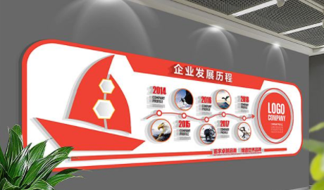  藍(lán)色立體企業(yè)大事記發(fā)展歷程榮譽(yù)文化墻