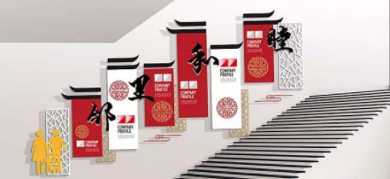 企業文化墻創意設計公司走廊布置3d效果圖圖片