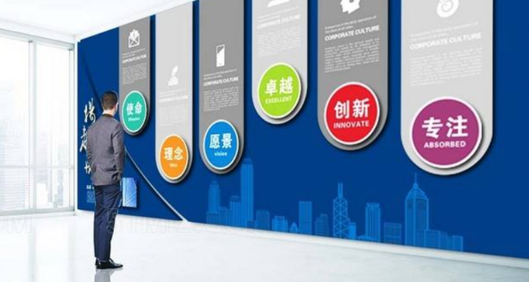 高檔藍(lán)色立體科技企業(yè)文化墻公司形象墻企業(yè)展板設(shè)計(jì)圖片