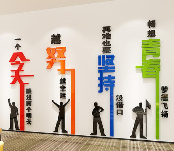 立體公司企業(yè)裝飾文化墻學(xué)校激勵(lì)標(biāo)語亞克力背景