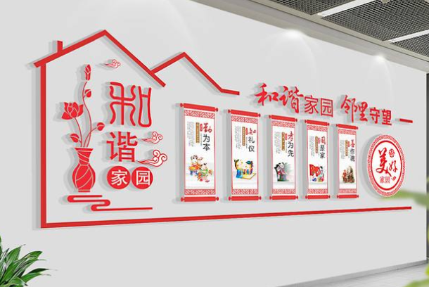 社區(qū)黨建文化墻設(shè)計黨員之家活動室效果圖