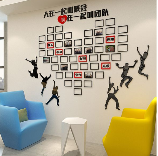 員工團隊風采亞克力墻貼3d立體公司企業文化墻