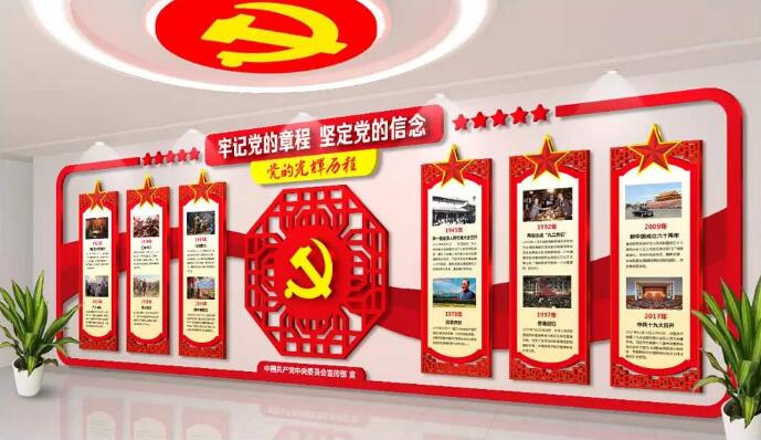 微立體黨建光輝歷程文化墻制作效果圖