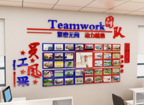 亞克力3d立體墻貼畫公司企業文化墻貼紙辦公室團隊勵志照片墻