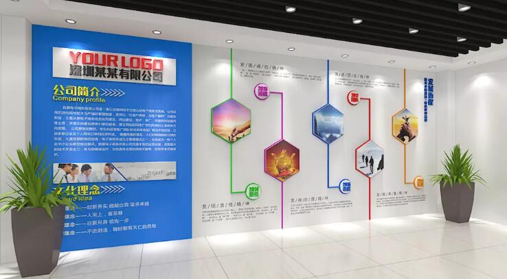 通用簡約企業(yè)文化墻發(fā)展歷程制作效果圖