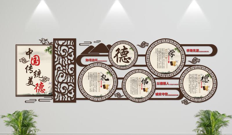 中國風(fēng)古典中醫(yī)文化歷代名醫(yī)微立體文化墻制作效果圖