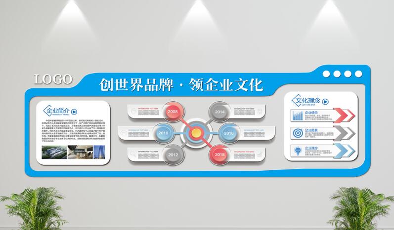 立體簡(jiǎn)約高端企業(yè)文化墻制作效果圖